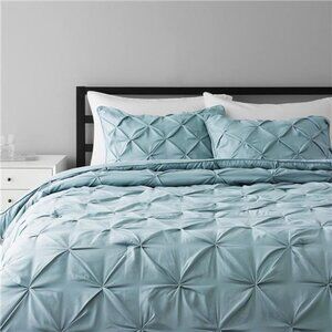 AllSeason Down-Alternative 3Piece Comforter Bedding Set,King,SpaBlue,Pinch Pleat
